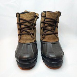 London Fog Womens Brown Leather Flannel Snow Duck Boots Size 6